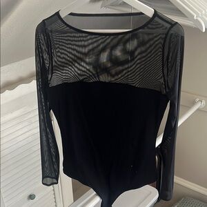 Abercrombie & Fitch Asymmetrical Black Long Sleeve Bodysuit